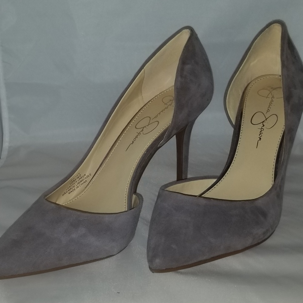 Jessica Simpson Gray Suede Pointed-Toe Heels - Picture 2 of 4